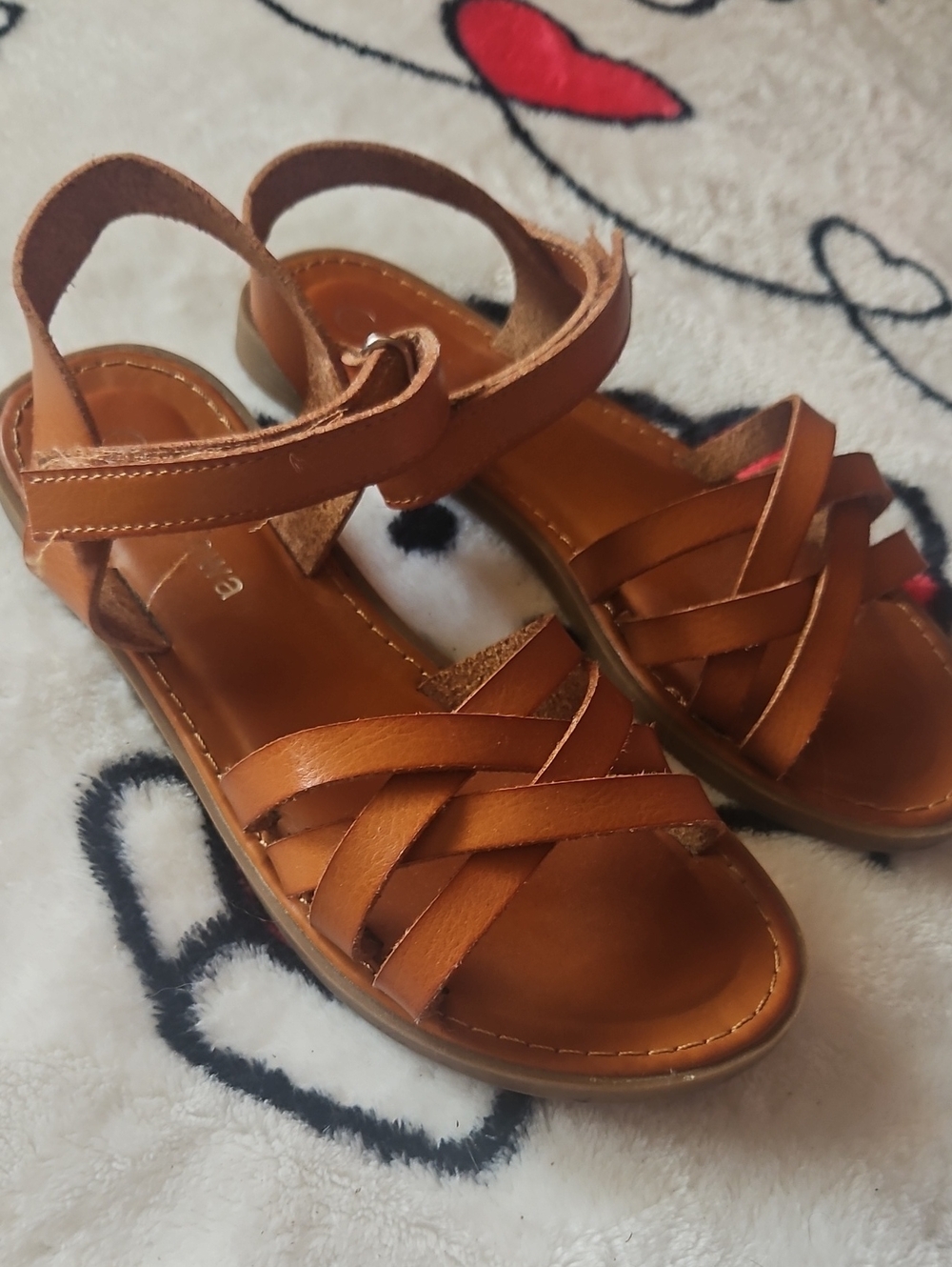 Source Unknown Brown Kids Leather Strappy Sandals